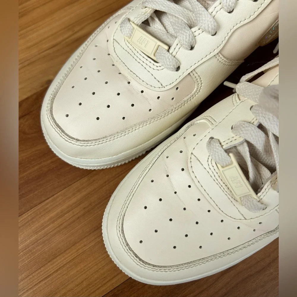 Nike | Women’s Pale Ivory Jelly Jewel Air Force 1 lace up sneaker, size 8.5